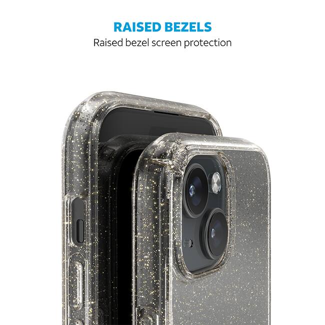 AT&T Essentials Edge Pro Case - iPhone 15/14/13 - Clear Glitter  (Product view 2)