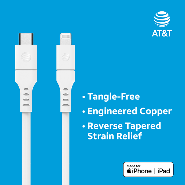 AT&T Essentials 6ft USB C to Lightning Cable - White  (Product view 3)