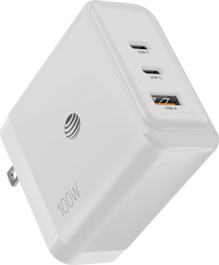 AT&T Essentials Multi Port 100W GaN Wall Charger (2 USBC + 1 USBA)