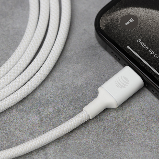 AT&T 6ft USB A to Type C Braided Cable - White  (Product view 2)