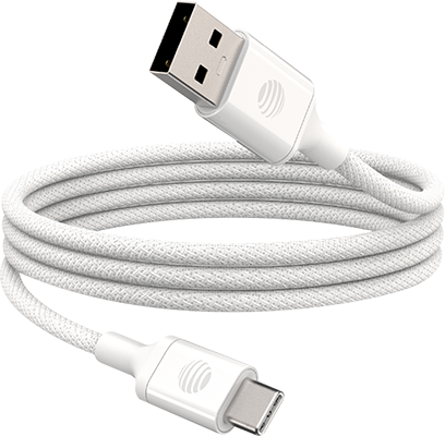 AT&T 6ft USB A to Type C Braided Cable - White  (Product view 1)