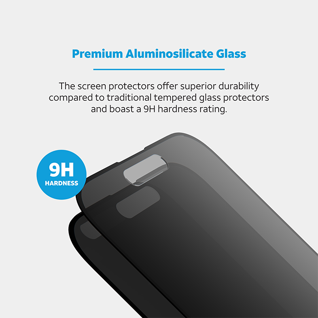 AT&T Essentials Tempered Glass 2 Pack Privacy Screen Protectors - iPhone 16 Plus/15 Plus - Clear  (Product view 3)