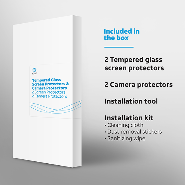 AT&T Essentials Tempered Glass 2 Pack Screen Protectors + 2 Pack Camera Protectors - iPhone 16 Plus - Clear  (Product view 2)