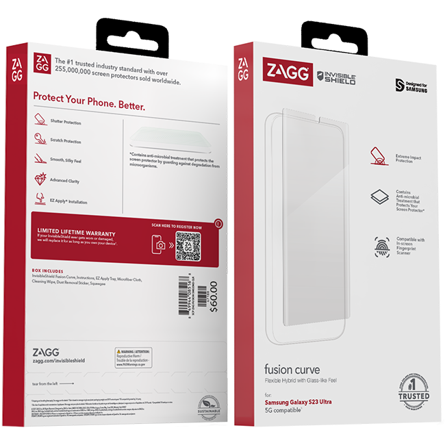 Zagg Invisible Shield Fusion Curve Screen Protector - Samsung Galaxy S23 Ultra - Clear  (Product view 4)