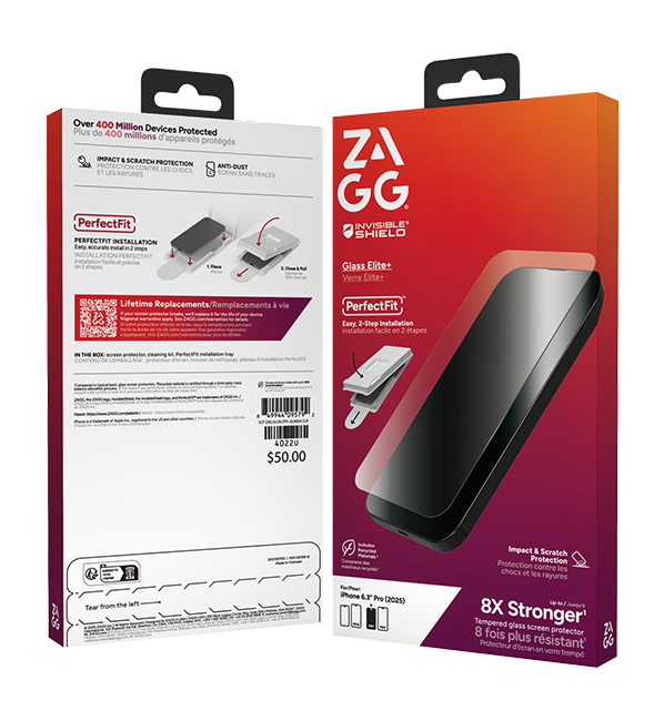 ZAGG Invisible Shield Glass Elite+ Screen Protector - iPhone 17 Pro - Clear  (Product view 4)