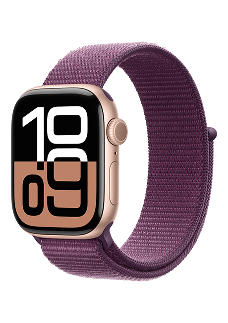 Apple Watch Series 10 42mm - Rose Gold Aluminum Plum Sport Loop  (Product view 2)
