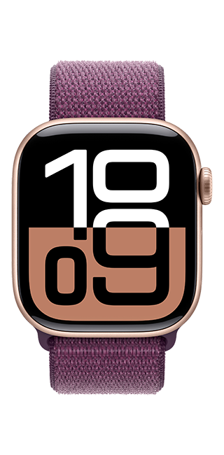 Apple Watch Series 10 42mm - Rose Gold Aluminum Plum Sport Loop  (Product view 3)