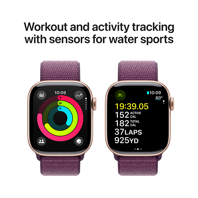 Apple Watch Series 10 42mm - Rose Gold Aluminum Plum Sport Loop  (Product view 5)