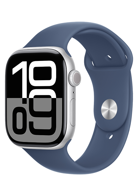 Apple Watch Series 10 46mm - Silver Aluminum Denim Sport Band M-L  (Product view 2)