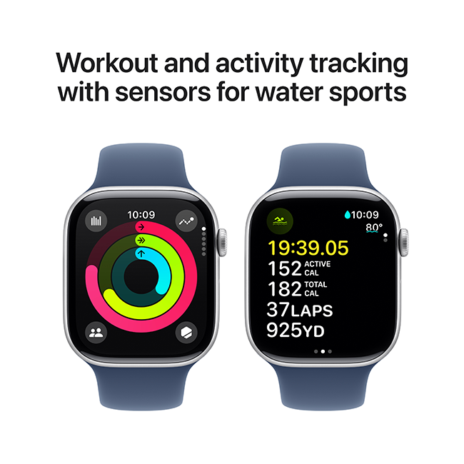 Apple Watch Series 10 46mm - Silver Aluminum Denim Sport Band M-L  (Product view 5)