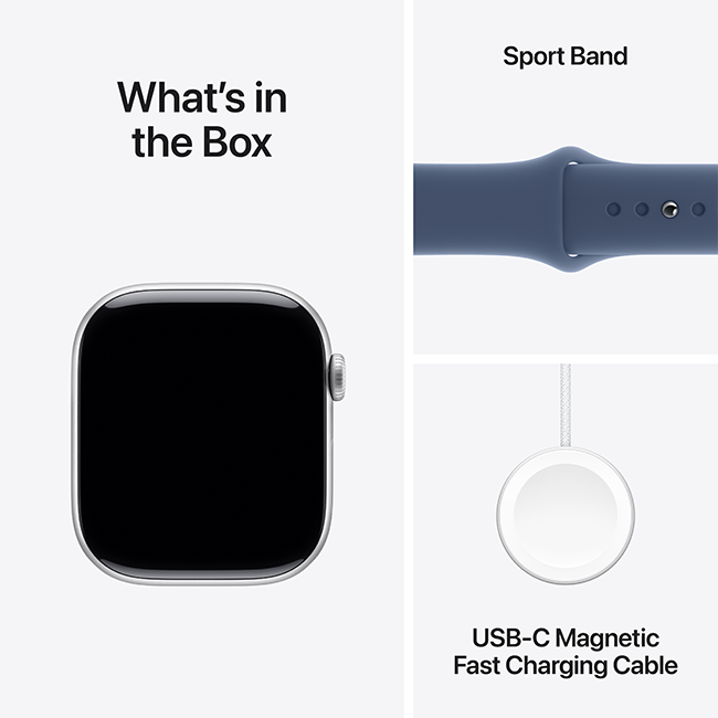 Apple Watch Series 10 46mm - Silver Aluminum Denim Sport Band M-L  (Product view 10)