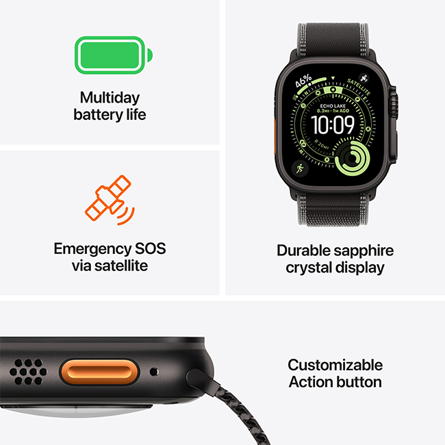 Apple Watch Ultra 3 49mm - Natural Titanium Light Blue Alpine Loop Small  (Product view 3)