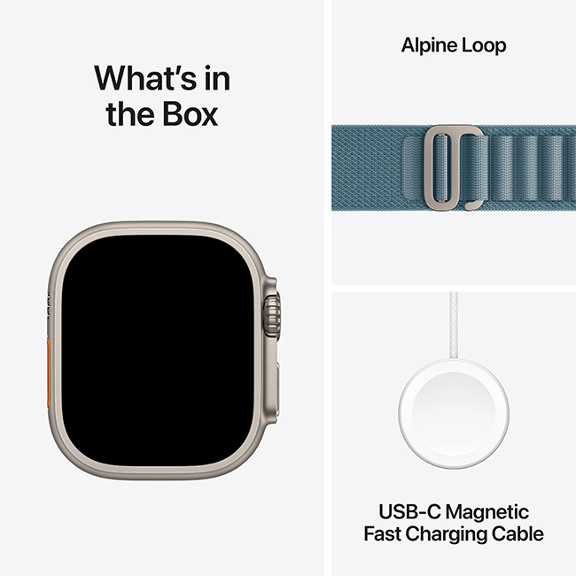 Apple Watch Ultra 3 49mm - Natural Titanium Light Blue Alpine Loop Small  (Product view 8)
