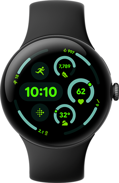 Google Pixel Watch 3 45mm - Obsidian  (Product view 1)