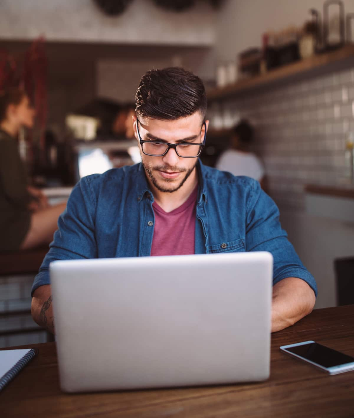 A man working on laptop