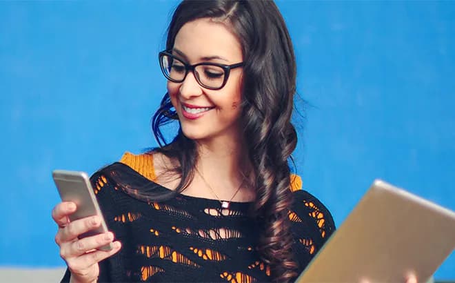 Women looking mobile
