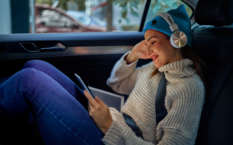 A boy and girl looking at tablet